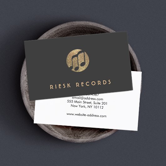 クール金ゴールドMusicノートロゴミュージシャン 名刺