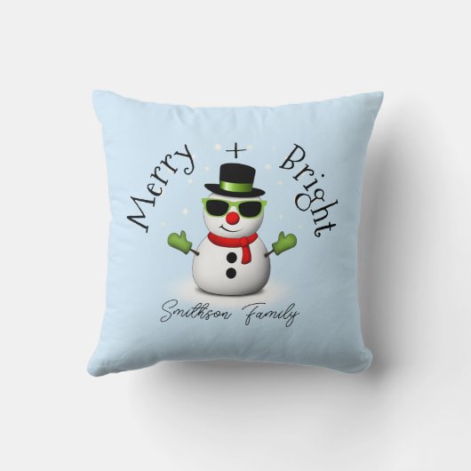 クール雪だるまブメリーリークリスマカスタムスファミリー クッション (裏面)
