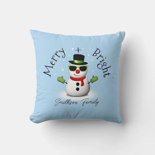 クール雪だるまブメリーリークリスマカスタムスファミリー クッション (正面)