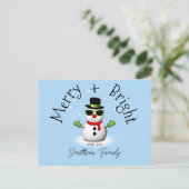 クール雪だるまブメリーリークリスマカスタムスファミリー ポストカード (スタンド正面)