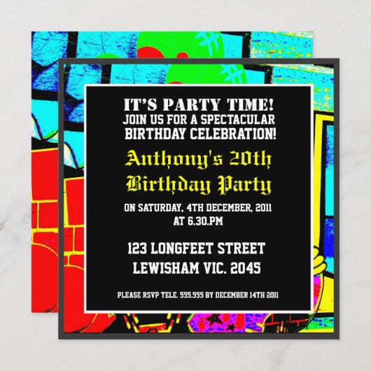 クール顔誕生日招待状 招待状 (正面/裏面)