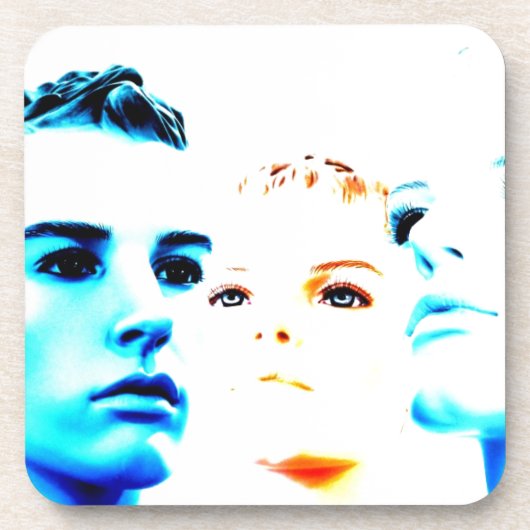 クール顔(3名)友達、ミニマルデザイン コースター (正面)