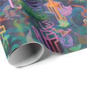 クール風変わりSurreal Lines Shapes Jungle Pattern ラッピングペーパー (ロールコーナー)