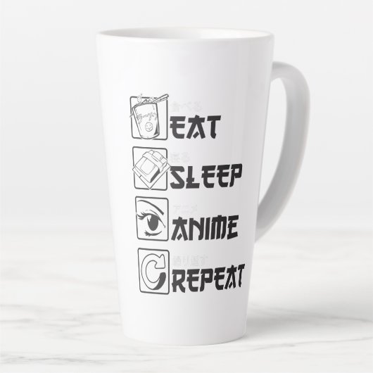 クール食べSLEEP ANIMEおもしろい Repeatアイコ日本のン カフェラテマグ (右アングル)