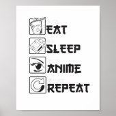 クール食べSLEEP ANIMEおもしろい Repeatアイコ日本のン ポスター (正面)