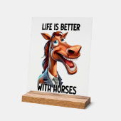 クール馬好きワードアート アクリルサイン (傾斜)