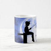 クール驚くべきダークブルーの月が引用文 コーヒーマグカップ (中央)