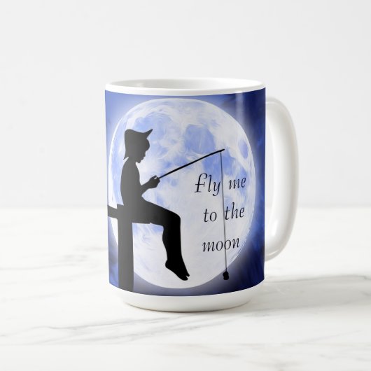 クール驚くべきダークブルーの月が引用文 コーヒーマグカップ (正面右)