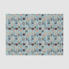 クール魚釣りタイル模様パーティー 薄葉紙