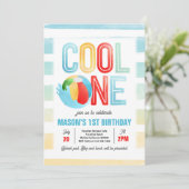 クール1プールパーティービーチ1st誕生日パーティー 招待状 (スタンド正面)