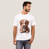 クール,お尻,トレンディーふわふわ子犬 Tシャツ (正面フル)