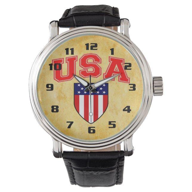 クール アメリカ国旗 U.S.A 愛国 腕時計 (正面)