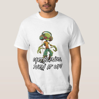 クール エイリアン DJ – 地球の皆、ノリノリ！ Tシャツ