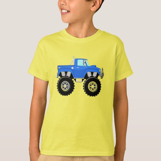 : クール オフロード モンスター キッズ イエロー Tシャツ (正面)