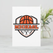 クール オレンジ ブラック バスケットボール スポーツ 招待状 (スタンド正面)