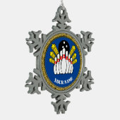 クール!オーナメント-ボーリング-カスタムボウリングをする人、 クリケットの投手 – 名前の追加 スノーフレークピューターオーナメント (左)