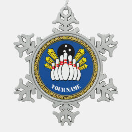 クール!オーナメント-ボーリング-カスタムボウリングをする人、 クリケットの投手 – 名前の追加 スノーフレークピューターオーナメント