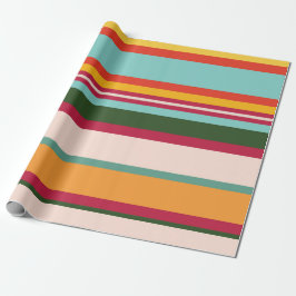 クール、カラフルおもしろいのパタストライプーン ラッピングペーパー