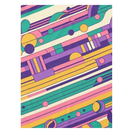 クール、カラフル80s/90sレトロ設計 テーブルクロス (正面)