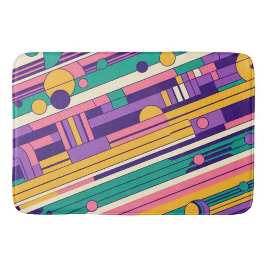 クール、カラフル80s/90sレトロ設計 バスマット (正面)