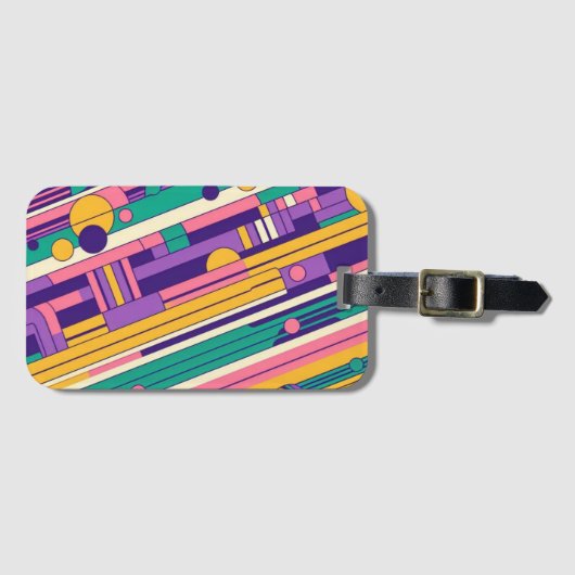 クール、カラフル80s/90sレトロ設計 ラゲッジタグ (正面横)