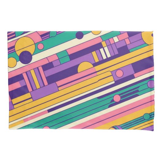 クール、カラフル80s/90sレトロ設計 枕カバー (正面)