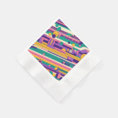 クール、カラフル80s/90sレトロ設計 縁ありカクテルナプキン (角)