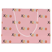 クール「カラフルXOXO」ハートバレンタインデー ラージペーパーバッグ (裏面)