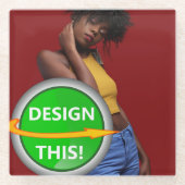 クール!ガラススクエアコースター – カスタム ガラスコースター (正面)