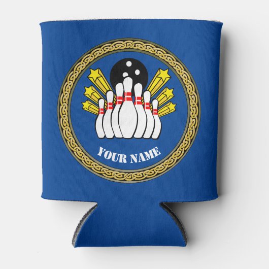 クール!クーラーボックス-ボーリング-ボウリングをする人、 クリケットの投手 – 名前の追加 缶クーラー (正面)