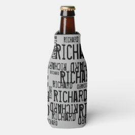 クール&グモダンレイ/黒の名前タイポグラフィ ボトルクーラー