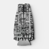 クール&グモダンレイ/黒の名前タイポグラフィ ボトルクーラー (裏面)