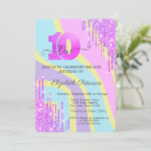 クール グリッター ドリップス グルーヴィー 10歳の誕生日 招待状 (スタンド正面)