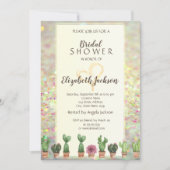 クール グリッター ボケ カクタス  ブライズシャワー 招待状 (正面)