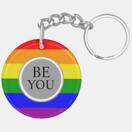 クール ゲイ プライド フラッグ Be You キーホルダー (裏面左)