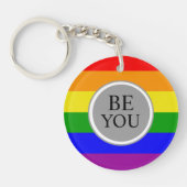 クール ゲイ プライド フラッグ Be You キーホルダー (正面)