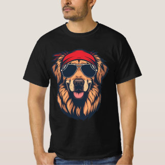 クール ゴールデンレトリバー サングラス バンダナ T Tシャツ