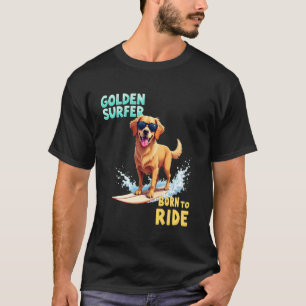 クール ゴールデンレトリバー サーフィン 犬 Tシャツ