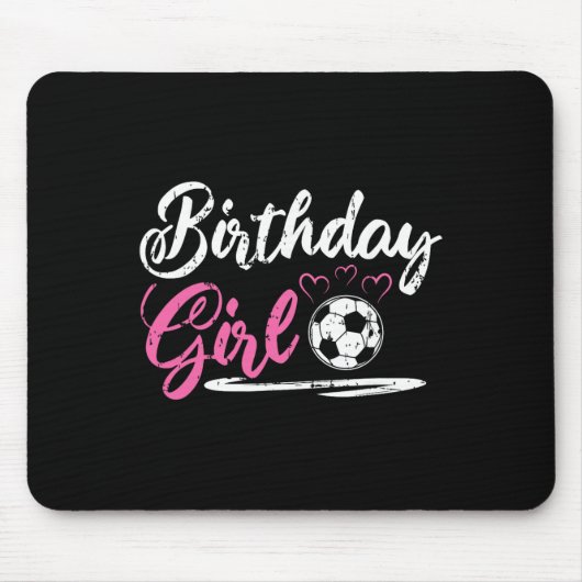 クール サッカー お誕生日おめでとう 少女 マウスパッド (正面)