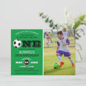 クール サッカー キッズ 写真 誕生日 招待状 (スタンド正面)