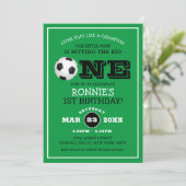 クール サッカー キッズ 1歳の誕生日 招待状 (スタンド正面)