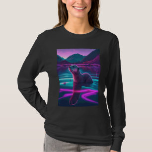 クール シーオッター シンセウェーブ さまよえる カワウソ 2 Tシャツ
