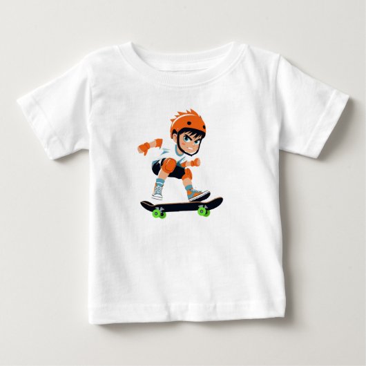 クール スケーター ボーイ アニメ カートゥーン ベビーTシャツ (正面)