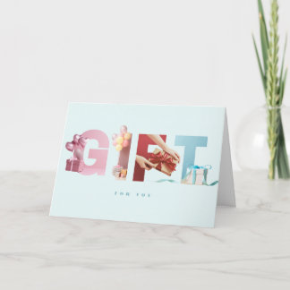 クール ソフトブルー GIFT バースデー フォト 書体 カード