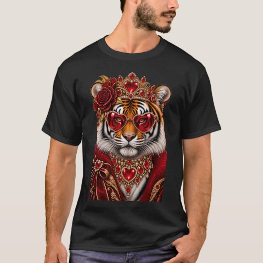 クール・タイガー・ロア・レオパード・サングラス、激しいトラ Tシャツ (正面)
