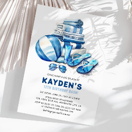 クール・デュード・プール・パーティー・ボーイ・バースデー・バッシュ 招待状