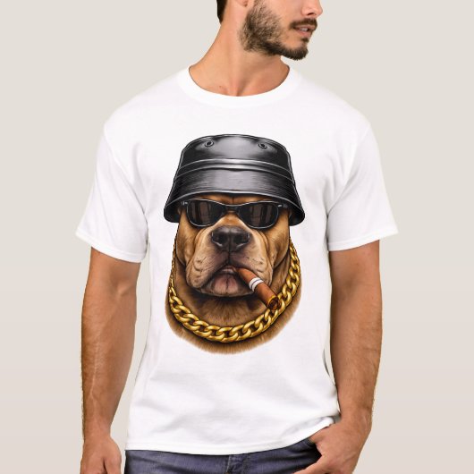 クール・ドッグ・ストリートウェアTシャツ - 都市スタイルのデザイン Tシャツ (正面)