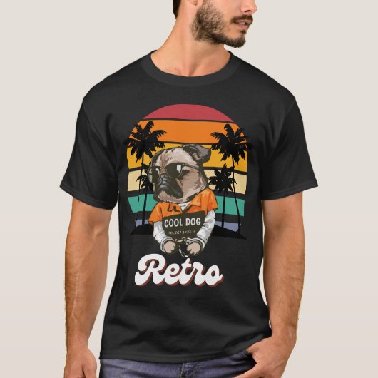 クール ドッグ: レトロ Tシャツ (正面)