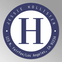 クール ネイビーブルー サークル モノグラム 返送先住所 ラウンドシール