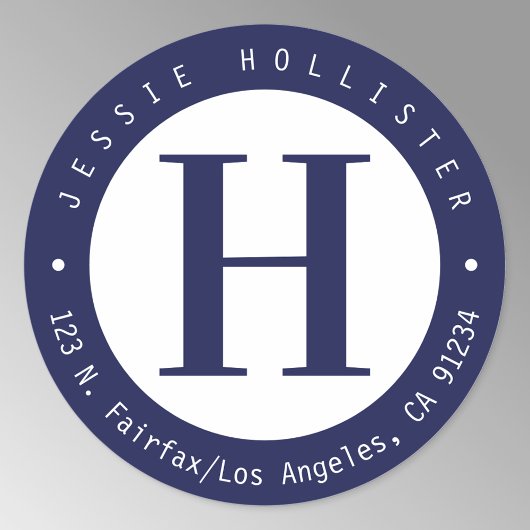 クール ネイビーブルー サークル モノグラム 返送先住所 ラウンドシール